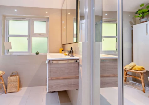 The shower room at The Sycamores, Narberth