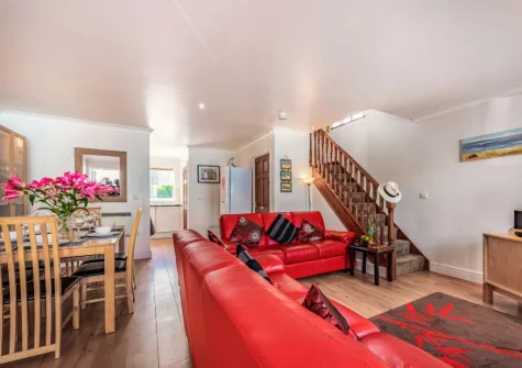The living & dining area at Tickled Pink at 14 Freshwater Bay, Freshwater East