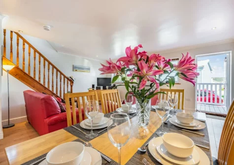The dining area at Tickled Pink at 14 Freshwater Bay, Freshwater East