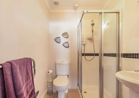 Bedroom #1 en-suite shower room at Tickled Pink at 14 Freshwater Bay, Freshwater East