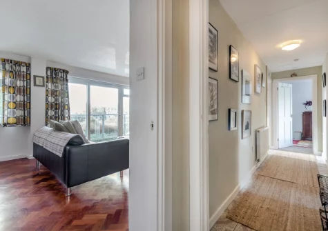 The hallway & living area at Tidey, Tenby