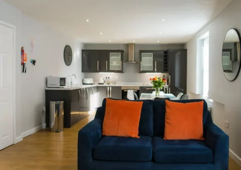The living area at Ty Haf, 4 Dunmore Apartments, Tenby