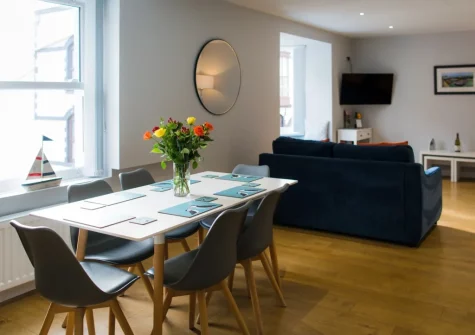 The dining area at Ty Haf, 4 Dunmore Apartments, Tenby