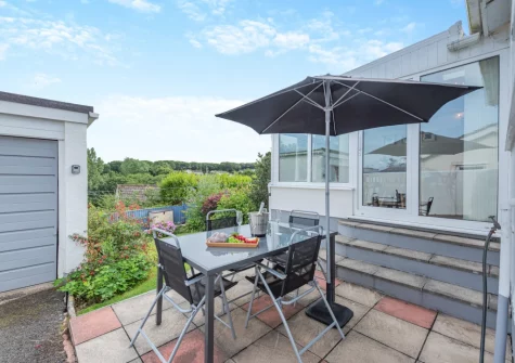 The patio & alfresco dining area at Ty Merlyn, Saundersfoot