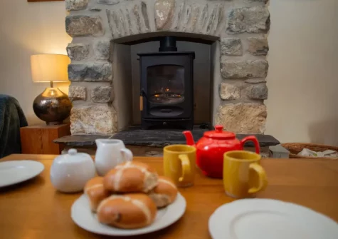 The living room at Ty Moch Bach, Castlemorris