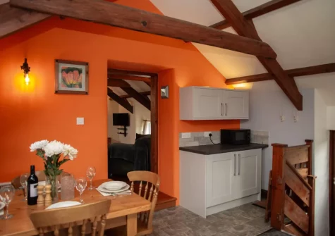 The kitchen & dining area at Ty Moch Bach, Castlemorris
