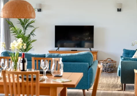 The living & dining area at Ty Nant, Llaniestyn