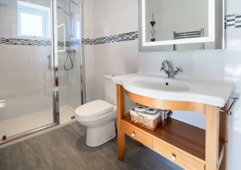 Bedroom #1 en-suite shower room at Ty Nant, Llaniestyn