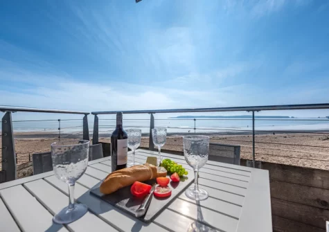 The balcony terrace & alfresco dining area at Ty Traeth, Tenby