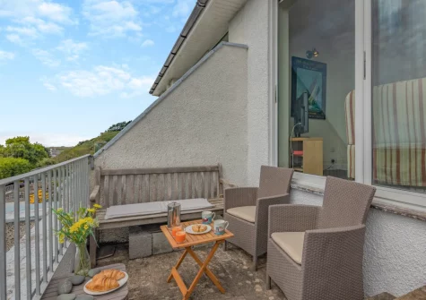 The upper terrace & outdoor sitting area at Vista Sol, Aberdovey