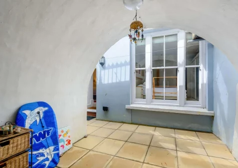 The quirky arched seating area at Whitesands, Tenby