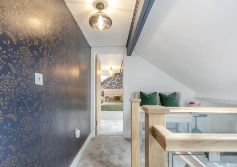 The first floor landing leading to bedroom #2 at Y Llanw, Milford Haven