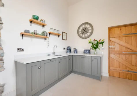 The kitchen at Ynys Cadno, Trawsfynydd