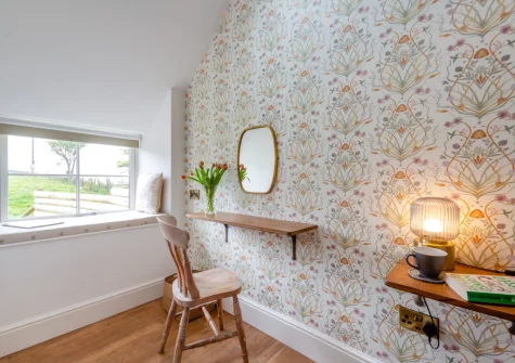 The bedroom at Yr Hen Ysgubor, Sarn Meyllteyrn